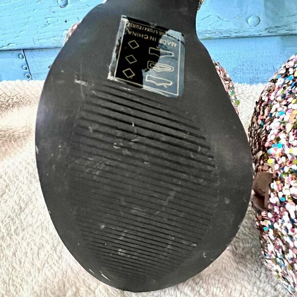 Qupid Multi Glitter Pink Chunky Heels - Picture 5 of 11